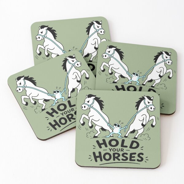 Item preview, Hold Your Horses Funny Frog Idiom Illustration designed and sold by VIVID COLORS CLUB.