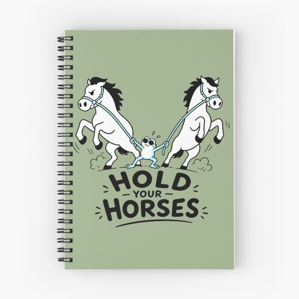 Item preview, Hold Your Horses Funny Frog Idiom Illustration designed and sold by VIVID COLORS CLUB.