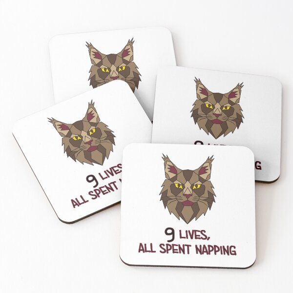 Item preview, Geometric Maine Coon Cat - 9 Lives, All Spent Napping designed and sold by AnimalsKnowAll.
