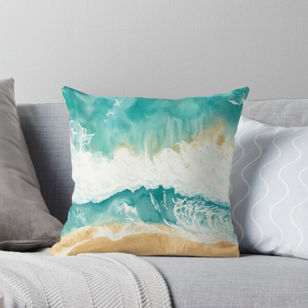 Item preview, Watercolor painting of a wave on the beach, aerial view by drone designed and sold by Anais-Mrn.