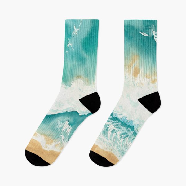 Item preview, Watercolor painting of a wave on the beach, aerial view by drone designed and sold by Anais-Mrn.