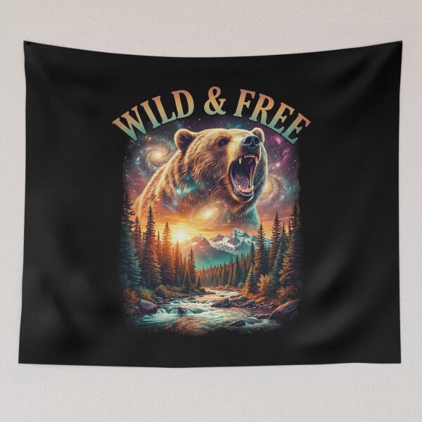 Item preview, Wild and Free Cosmic Bear Grizzly Galaxy Mountains designed and sold by AestheticTrd.