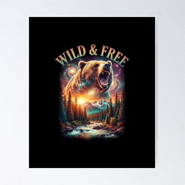 Item preview, Wild and Free Cosmic Bear Grizzly Galaxy Mountains designed and sold by AestheticTrd.