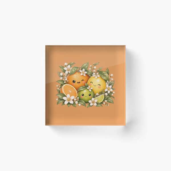 Item preview, Kawaii Citrus Garden Friends Illustration – Orange Lemon Lime Design designed and sold by MagicMakerPh.