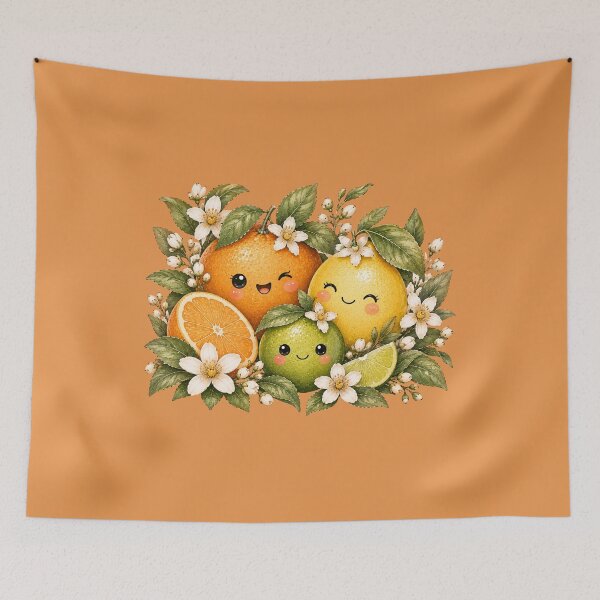 Item preview, Kawaii Citrus Garden Friends Illustration – Orange Lemon Lime Design designed and sold by MagicMakerPh.