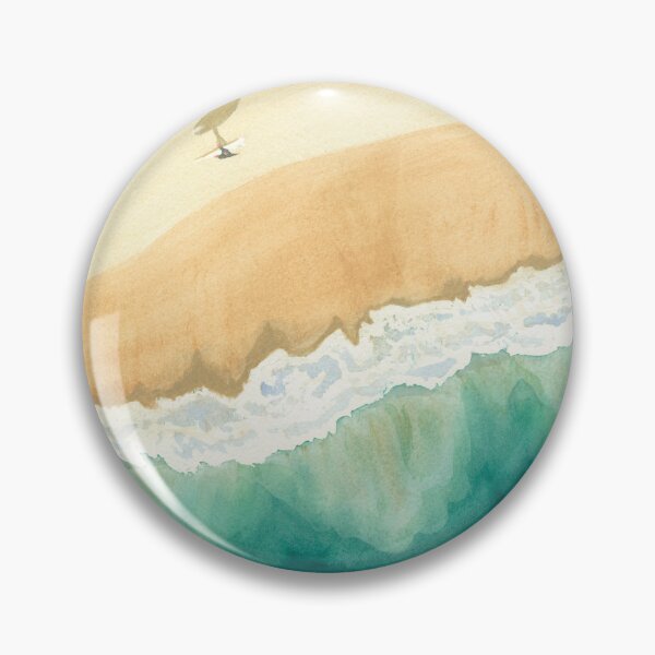 Item preview, Watercolor aerial view of the ocean from a drone, of a surfer along the Atlantic coast designed and sold by Anais-Mrn.