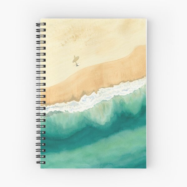 Item preview, Watercolor aerial view of the ocean from a drone, of a surfer along the Atlantic coast designed and sold by Anais-Mrn.