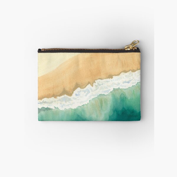 Item preview, Watercolor aerial view of the ocean from a drone, of a surfer along the Atlantic coast designed and sold by Anais-Mrn.