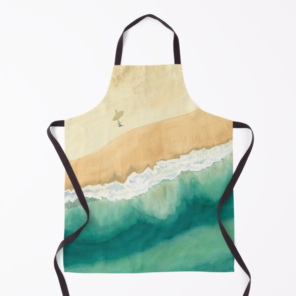 Item preview, Watercolor aerial view of the ocean from a drone, of a surfer along the Atlantic coast designed and sold by Anais-Mrn.