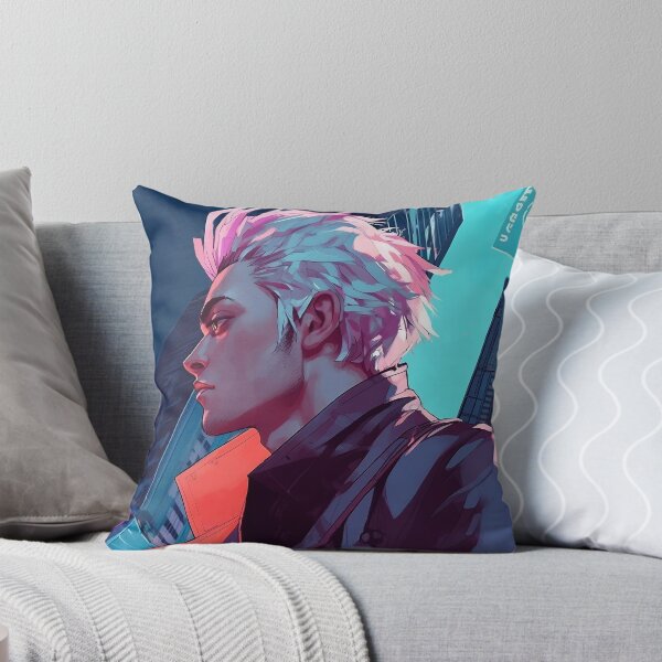Item preview, White Haired Man Beneath Neon Towers designed and sold by DavideXyz.