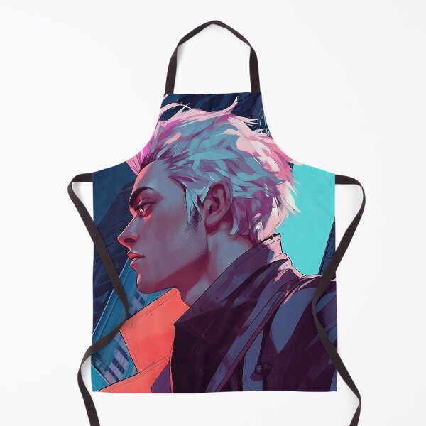 Item preview, White Haired Man Beneath Neon Towers designed and sold by DavideXyz.