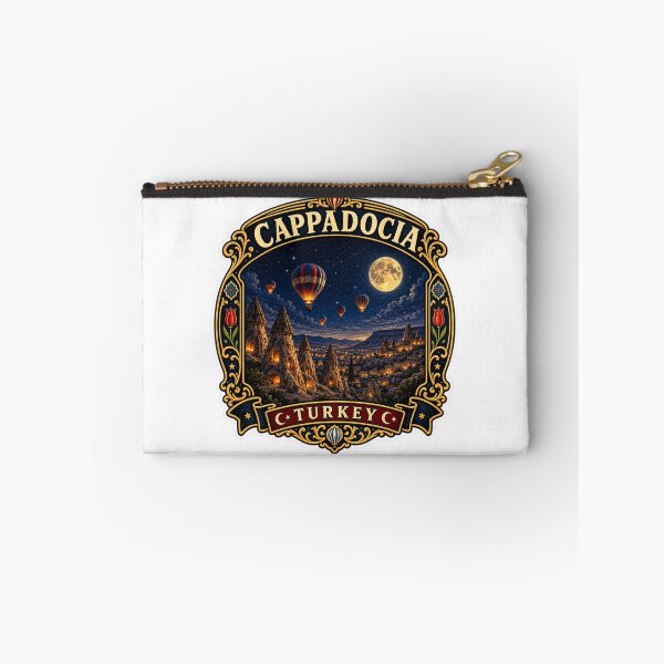 Item preview, Cappadocia Moonlight Vintage Travel Badge | Hot Air Balloon Turkey Sticker designed and sold by DreamPaw Studio.