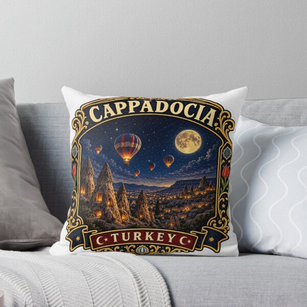 Item preview, Cappadocia Moonlight Vintage Travel Badge | Hot Air Balloon Turkey Sticker designed and sold by DreamPaw Studio.