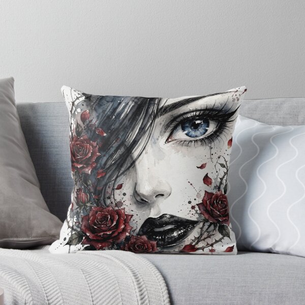 Item preview, THORN ROSE Blue Eye - Blood Ink Goth Anime Girl - Dark Rose Wall Art designed and sold by MAISON SYLVIE.