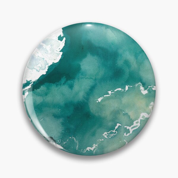Item preview, Hand-painted watercolor aerial view of a surfer riding a large emerald green wave, taken by drone designed and sold by Anais-Mrn.
