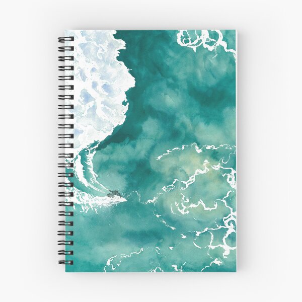 Item preview, Hand-painted watercolor aerial view of a surfer riding a large emerald green wave, taken by drone designed and sold by Anais-Mrn.