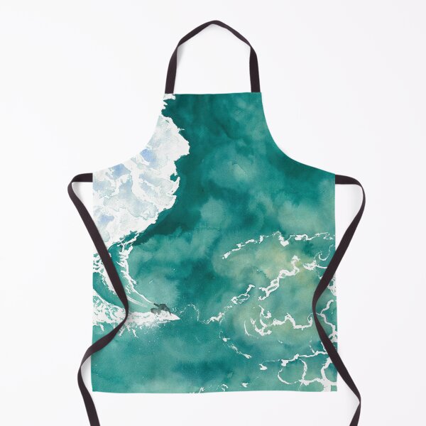 Item preview, Hand-painted watercolor aerial view of a surfer riding a large emerald green wave, taken by drone designed and sold by Anais-Mrn.