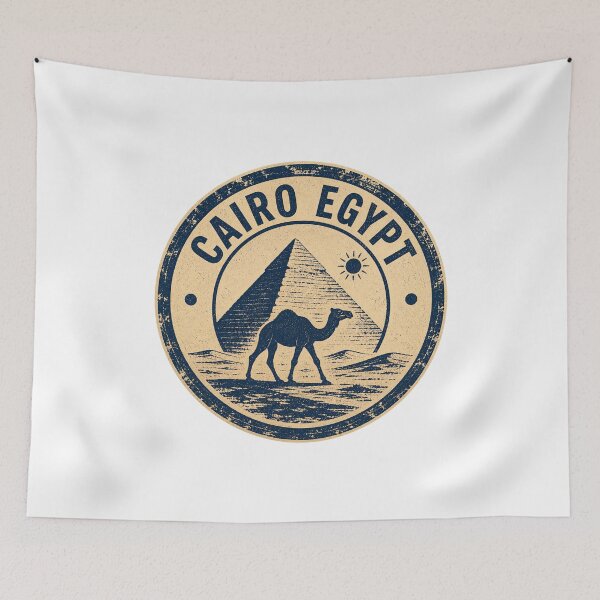 Item preview, Vintage Cairo Egypt Travel Art – Pyramids and Desert Souvenir designed and sold by AMICO77.