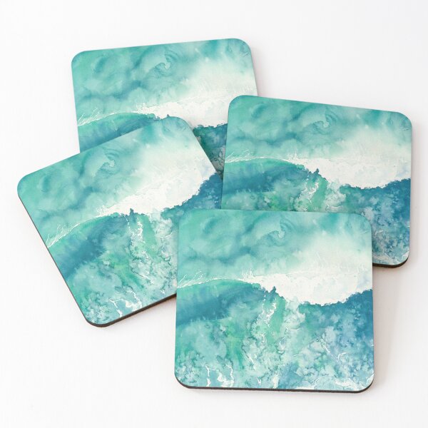 Item preview, Blue and green wave seen from an aerial perspective, in watercolor designed and sold by Anais-Mrn.