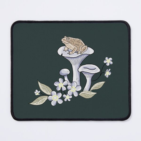 Item preview, Frog cottagecore on Mushroom Illustration with Wildflowers Aesthetic designed and sold by LeshanArt.