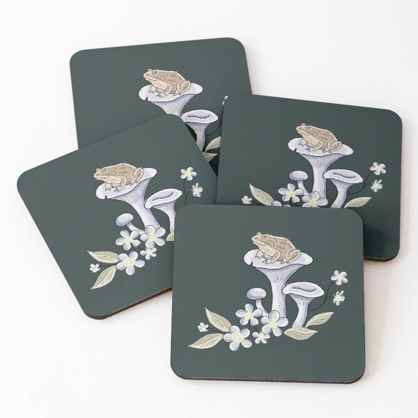 Item preview, Frog cottagecore on Mushroom Illustration with Wildflowers Aesthetic designed and sold by LeshanArt.
