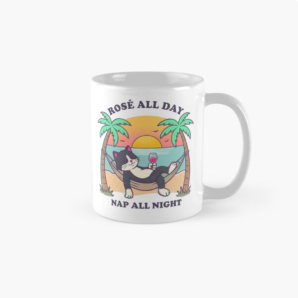 Item preview, Rose All Day Cat Retro Sunset Beach Graphic For Wine Lovers designed and sold by roarsomethings.