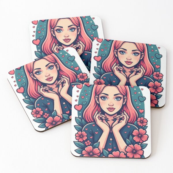 Item preview, Girl with pink hair and hearts designed and sold by Mianku | Für das Leben.