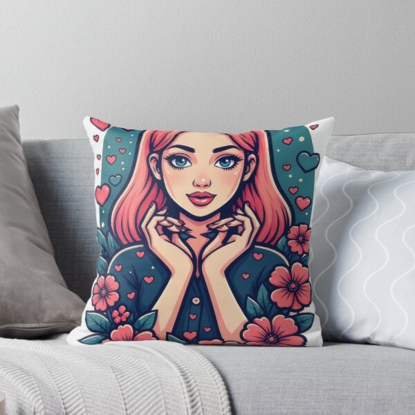 Item preview, Girl with pink hair and hearts designed and sold by Mianku | Für das Leben.