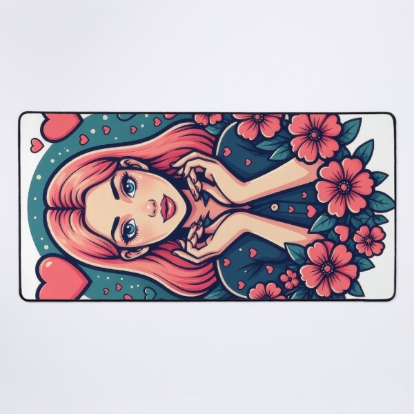Item preview, Girl with pink hair and hearts designed and sold by Mianku | Für das Leben.