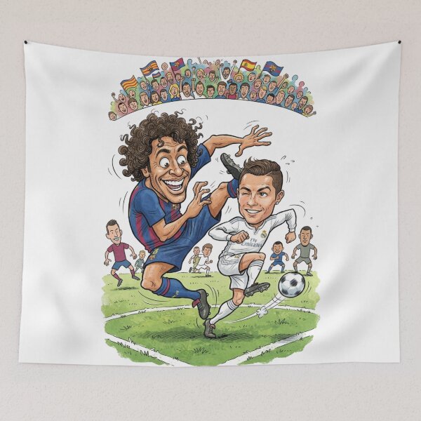 Item preview, El Clasico Football Caricature - Puyol vs Cristiano Ronaldo Funny Art designed and sold by annaarthk.