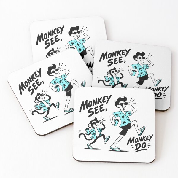 Item preview, Monkey See Monkey Do Funny Idiom Illustration designed and sold by VIVID COLORS CLUB.