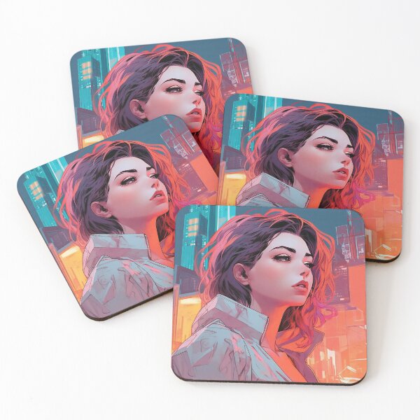 Item preview, Cyberpunk Woman Against a Neon Skyline designed and sold by DavideXyz.