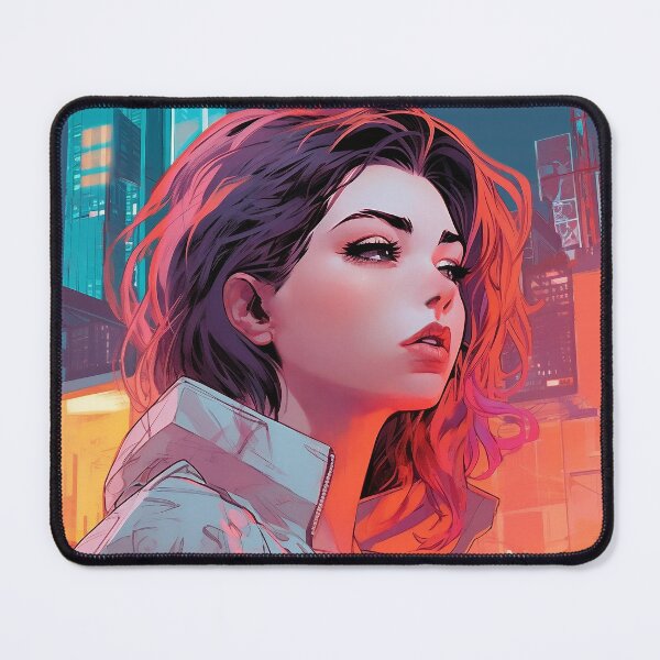 Item preview, Cyberpunk Woman Against a Neon Skyline designed and sold by DavideXyz.