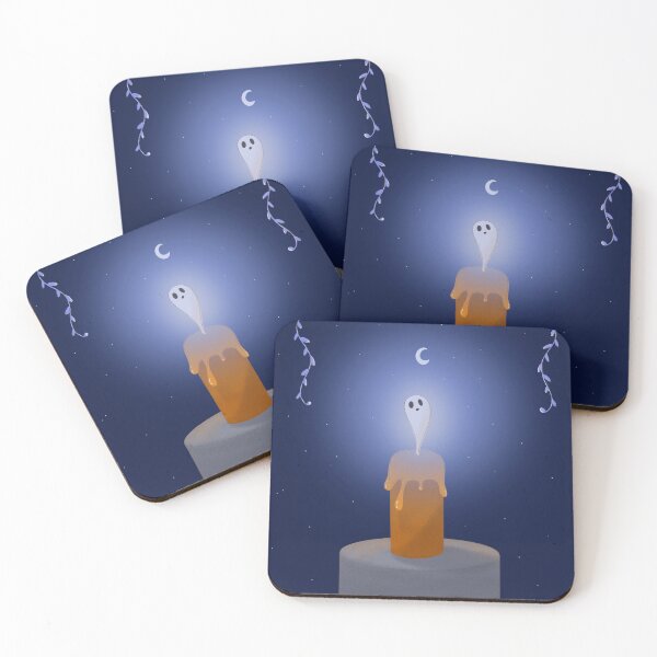 Item preview, Spooky Candle Ghost Under the Moon | Cute Halloween Witchy Night Illustration designed and sold by ☽ Moonroot Cottage ☾.