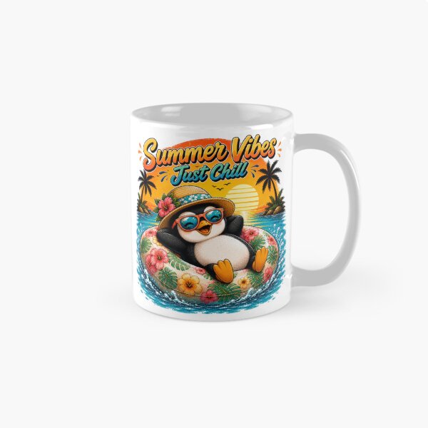 Item preview, Summer Vibes Just Chill – Cute Penguin Floatie | Funny Tropical Beach Cartoon designed and sold by LittleGinnyArt.