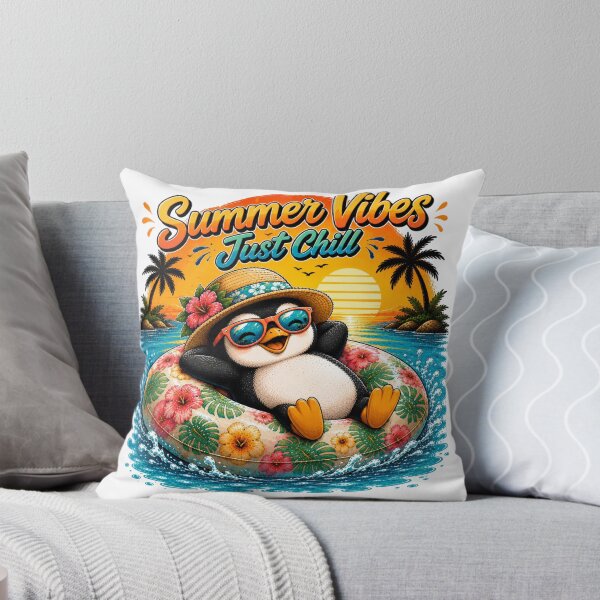 Item preview, Summer Vibes Just Chill – Cute Penguin Floatie | Funny Tropical Beach Cartoon designed and sold by LittleGinnyArt.