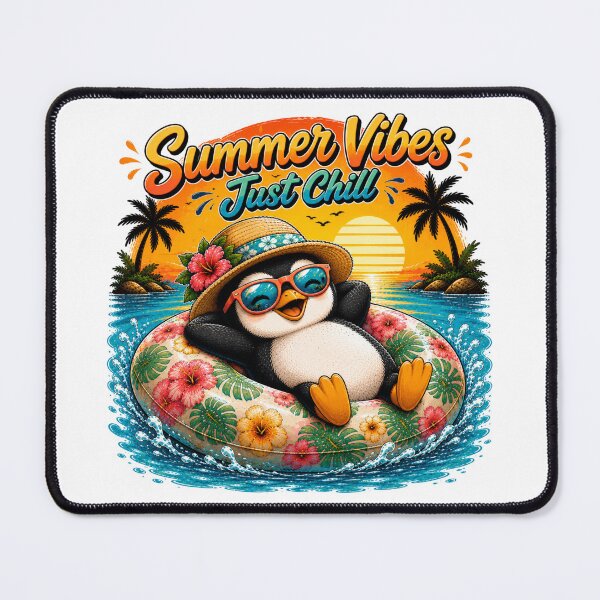 Item preview, Summer Vibes Just Chill – Cute Penguin Floatie | Funny Tropical Beach Cartoon designed and sold by LittleGinnyArt.