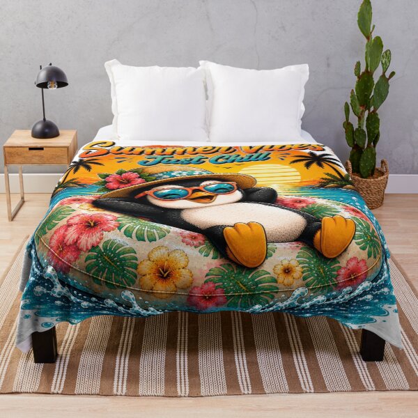 Item preview, Summer Vibes Just Chill – Cute Penguin Floatie | Funny Tropical Beach Cartoon designed and sold by LittleGinnyArt.