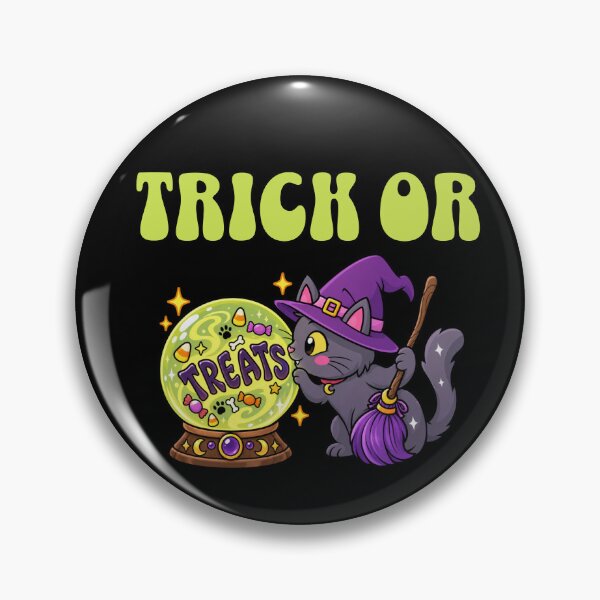 Item preview, Trick or treats, witch cat looking into Crystal ball designed and sold by BritishDelights.