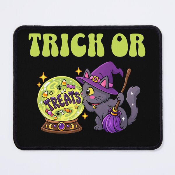 Item preview, Trick or treats, witch cat looking into Crystal ball designed and sold by BritishDelights.