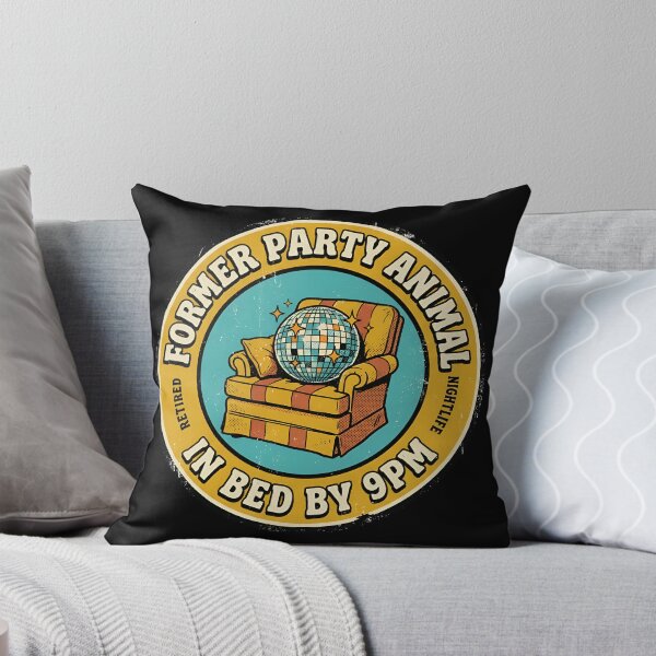 Item preview, Former Party Animal In Bed By 9PM Retro Badge designed and sold by DuckOddity.