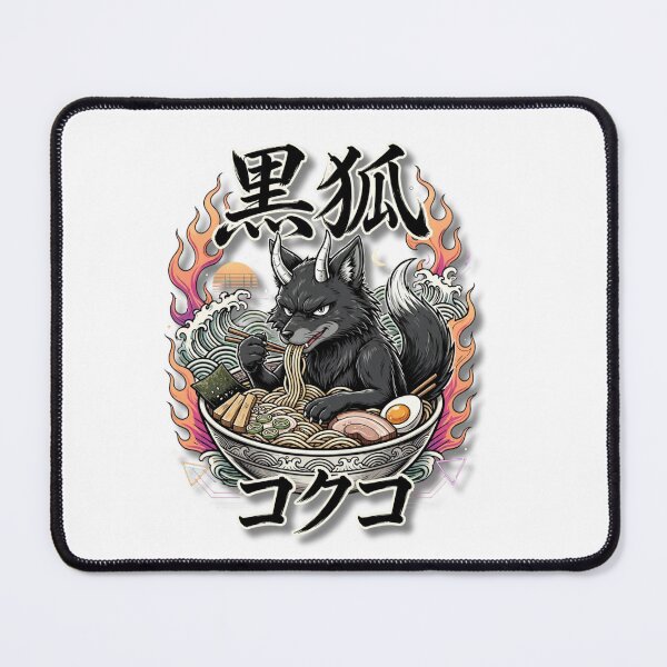 Item preview, Kokuko Black Fox Oni Eating Ramen - Japanese Streetwear Ramen Bowl designed and sold by Neurospicy Trolls.