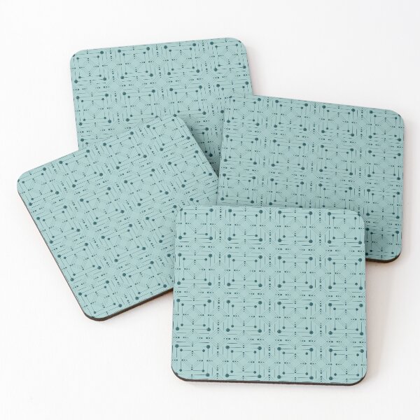 Item preview, Geometric pattern with dark cyan eyes on a light cyan background designed and sold by Cherevan.