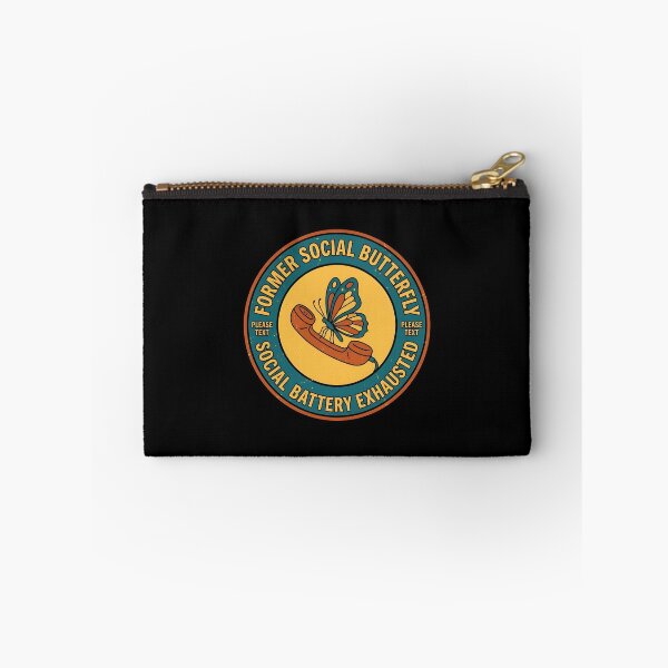 Item preview, Former Social Butterfly Battery Exhausted Retro Badge designed and sold by DuckOddity.