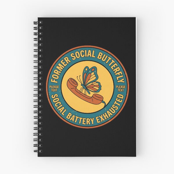 Item preview, Former Social Butterfly Battery Exhausted Retro Badge designed and sold by DuckOddity.