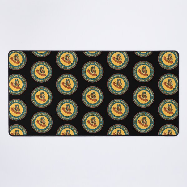 Item preview, Former Social Butterfly Battery Exhausted Retro Badge designed and sold by DuckOddity.