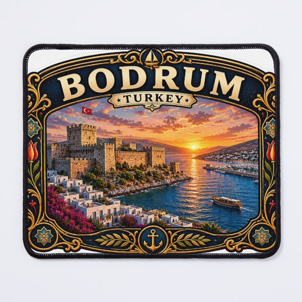 Item preview, Bodrum Turkey Vintage Travel Badge | Aegean Coast Castle Retro Souvenir Sticker designed and sold by DreamPaw Studio.
