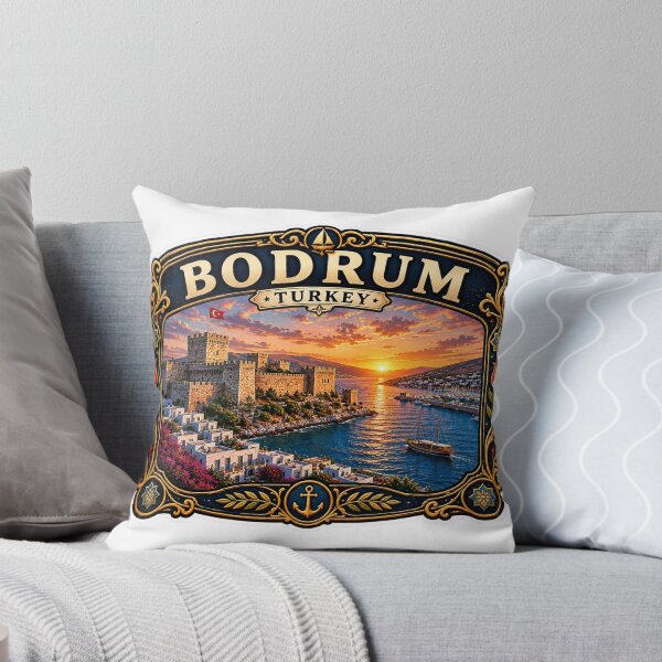 Item preview, Bodrum Turkey Vintage Travel Badge | Aegean Coast Castle Retro Souvenir Sticker designed and sold by DreamPaw Studio.