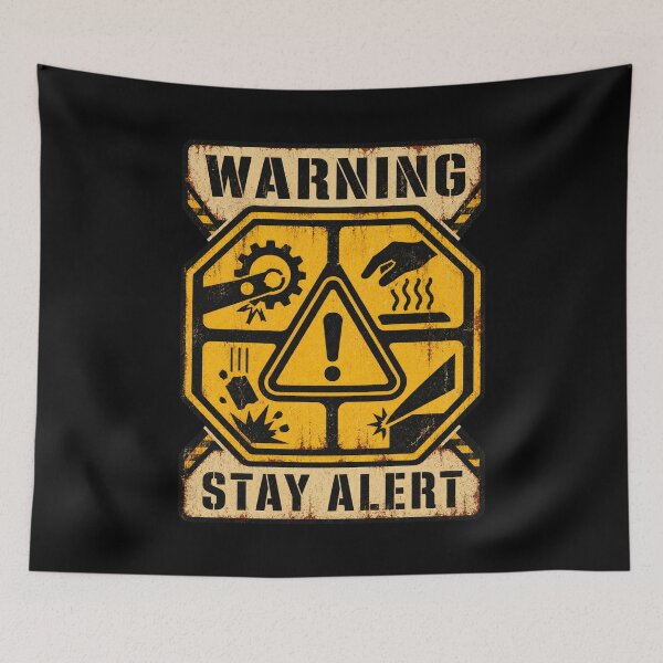 Item preview, Warning Symbols Industrial Hazard Signs – Distressed Caution Graphic designed and sold by AMICO77.