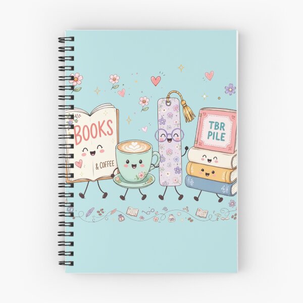 Item preview, Cute Books Coffee and TBR Pile Kawaii Bookworm Art designed and sold by sanorastyle.